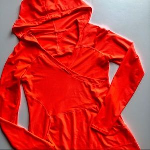 Athleta Neon Orange Light Hoodie.